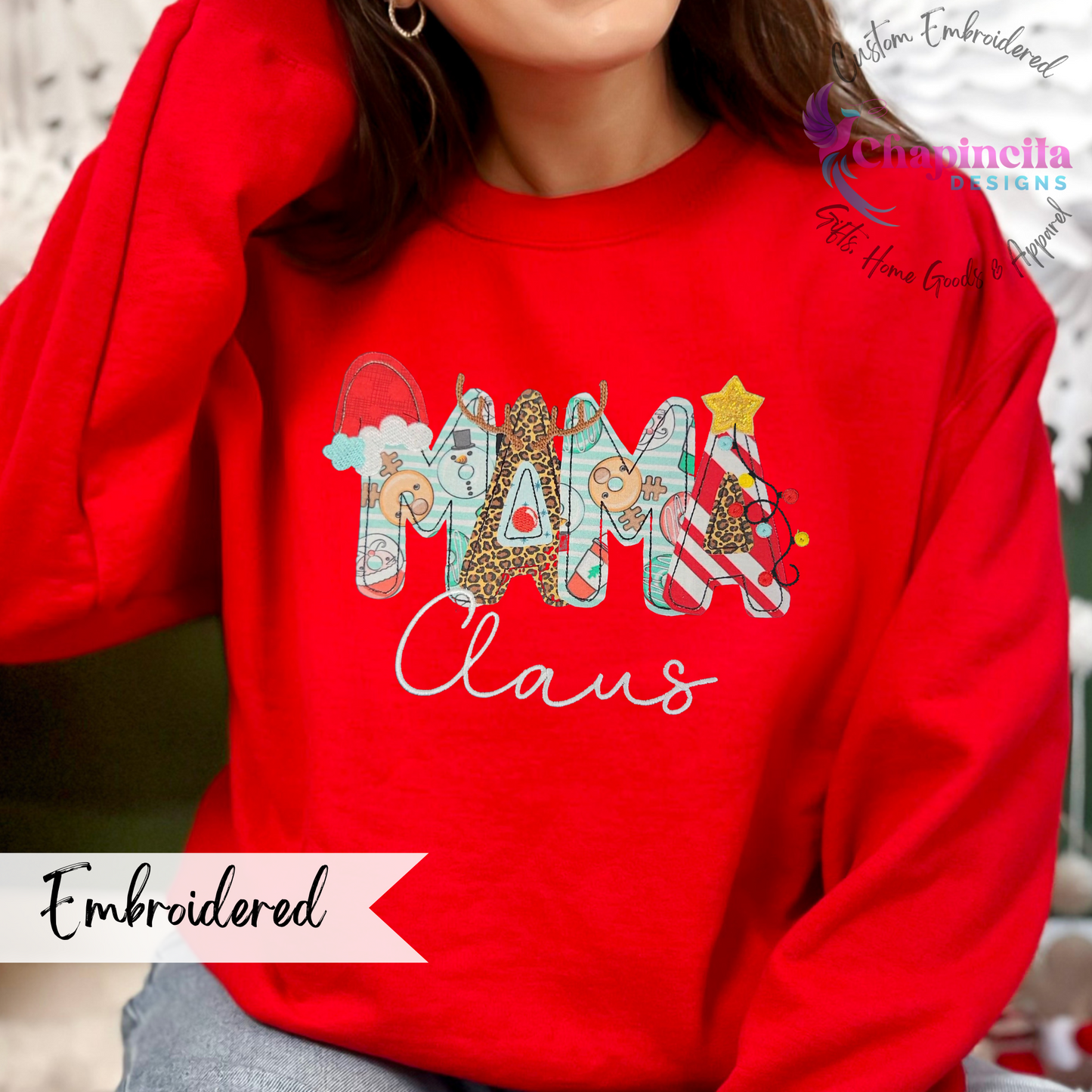 Christmas Nama Claus Applique Personalized Embroidered Sweatshirt