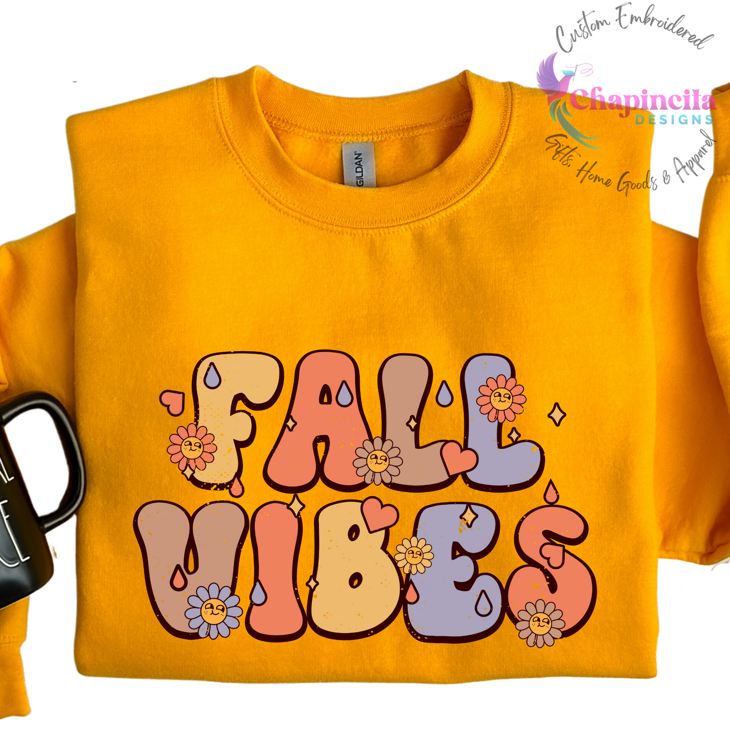 Fall Vibes Groovy Retro Colorful Sweatshirt