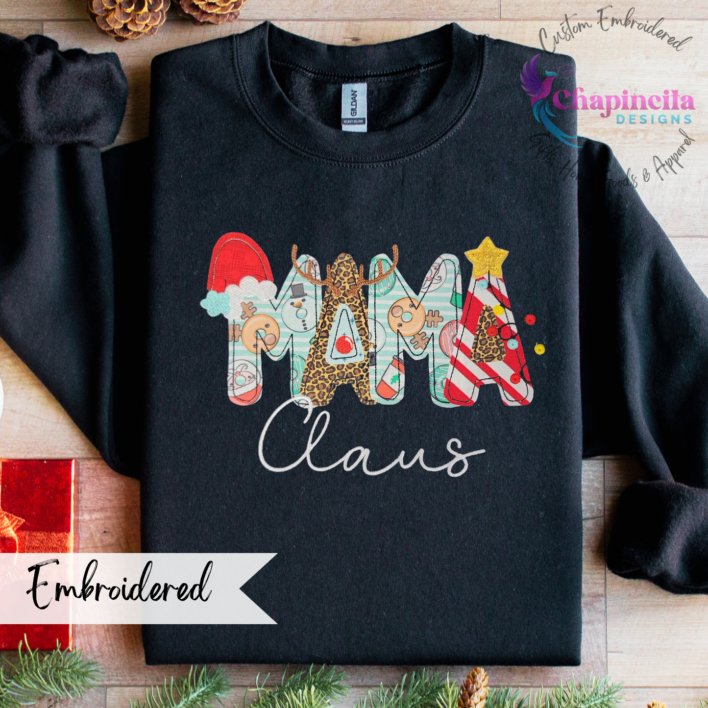 Christmas Nama Claus Applique Personalized Embroidered Sweatshirt