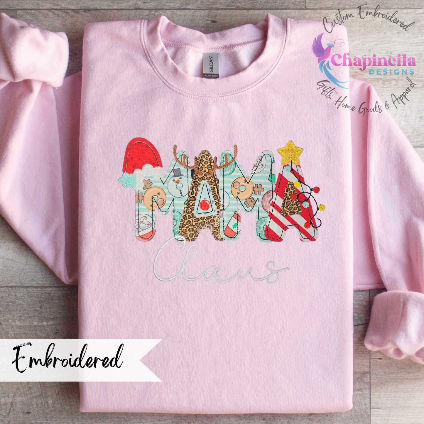 Christmas Nama Claus Applique Personalized Embroidered Sweatshirt